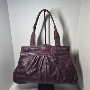 Coach Garnet Satchel 13924 Plum Purple Pleated Leather Large Shoulder Bag Y2K